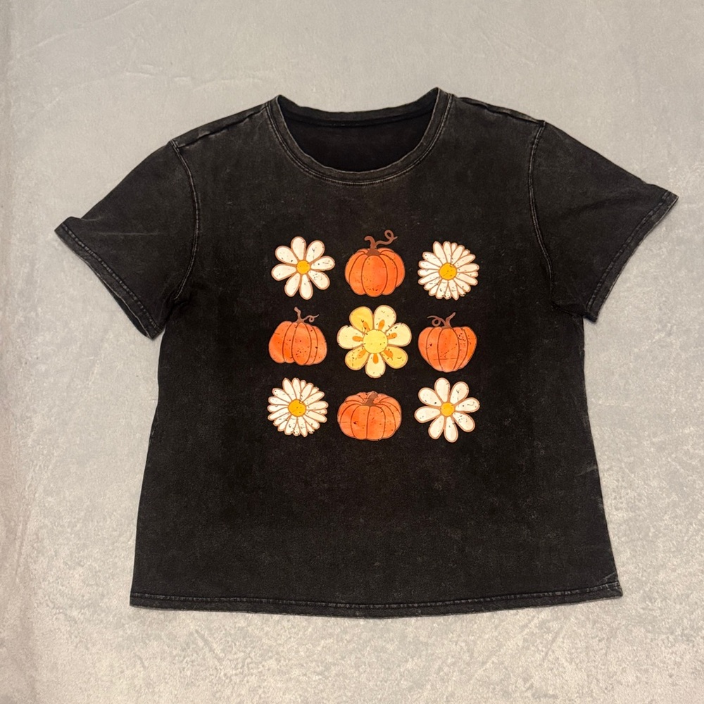 Black Pumpkin and Daisy T-Shirt